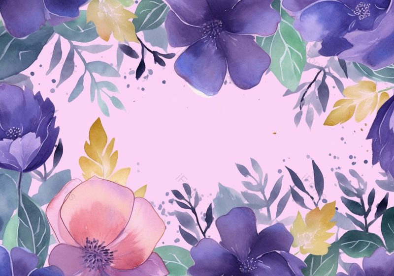 花卉植物叶子水彩艺术画装饰边框背景,插画/手绘图,插画/手绘图库,插画/手绘图下载,插画/手绘